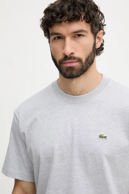 Футболка хлопковая свободный крой Lacoste, серый — фото 4