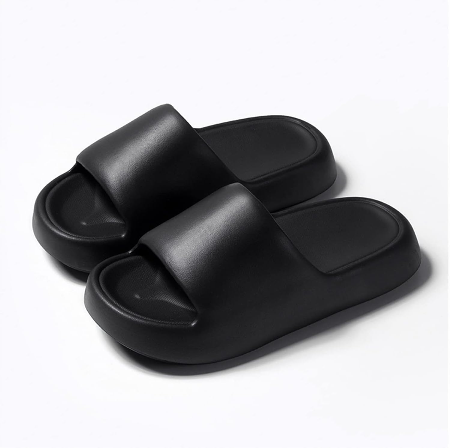 

Мужские и женские шлепанцы для душа, супер мягкие тапочки для дома и ванной, тапочки с толстой подошвой, домашние мужские сандалии, летняя обувь для улицы, тапочки для ванной, противоскользящие резиновые тапочки (Цвет: черный, Размер: 44-45) Sun...