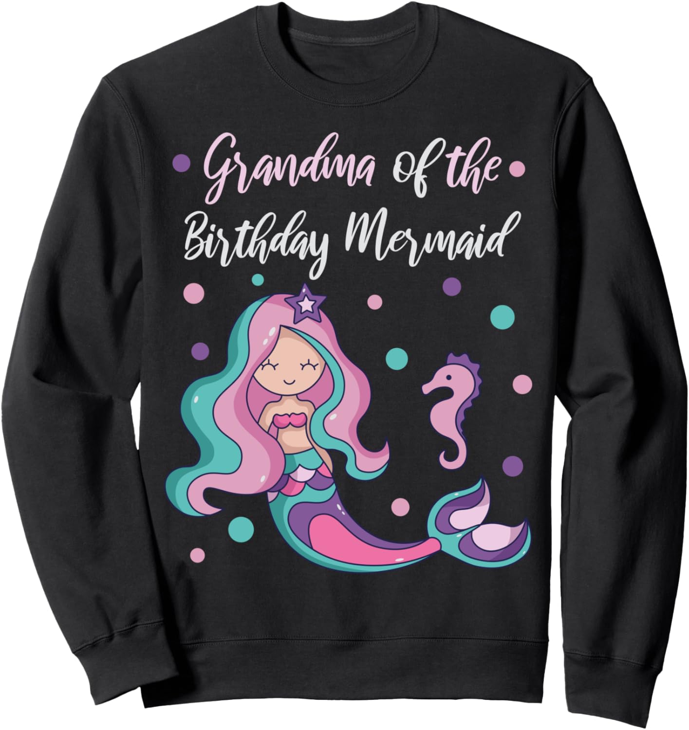 

Толстовка для вечеринки в честь первого дня рождения девочки-русалки, бабушки на день рождения Family Look 1 Year Old Mermaid Decorations Gifts, черный