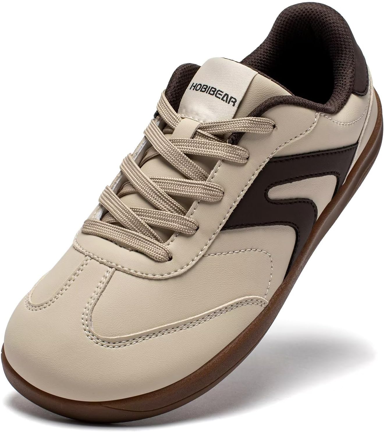 

HOBIBEAR Босоножки с нулевым перепадом и широкой кожаной подошвой, модные кроссовки для женщин и мужчин, светло-коричневый