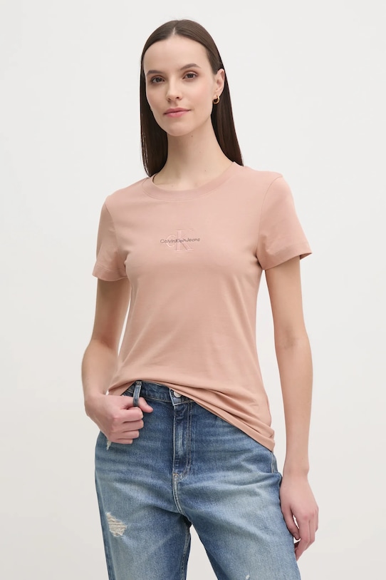 

Хлопковая футболка Calvin Klein Jeans, оранжевый