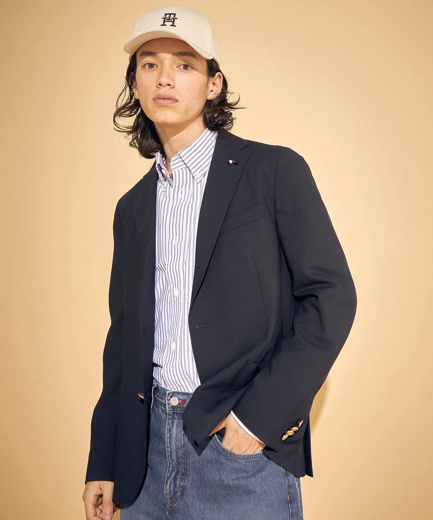 Мужской пиджак Tommy Hilfiger из шерсти тёмно-синий — фото 2