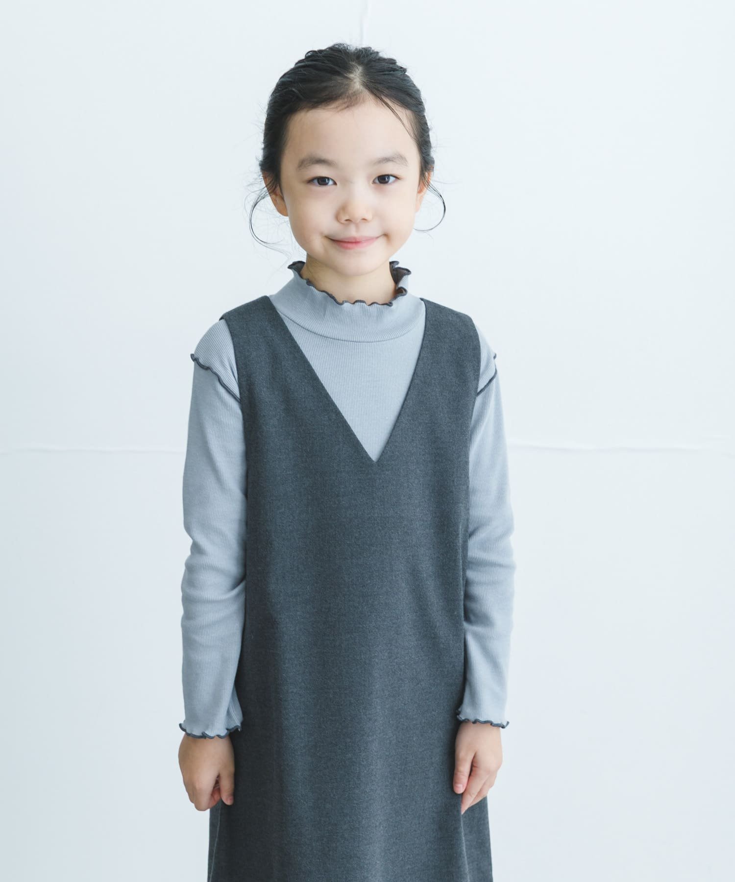 Детская футболка Mellow Frill Rib High Neck (WEB/Some Stores Limited Size) URBAN RESEARCH DOORS, BLUEGRAY — фото 2