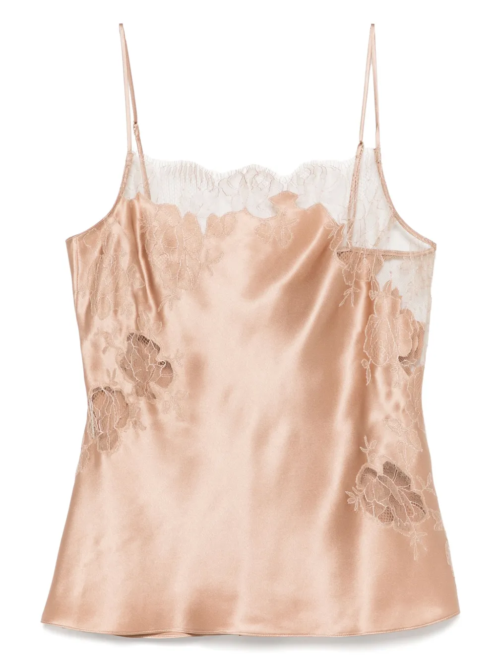 

Шелковый топ с кружевом Calais Caudry Carine Gilson, нейтральный