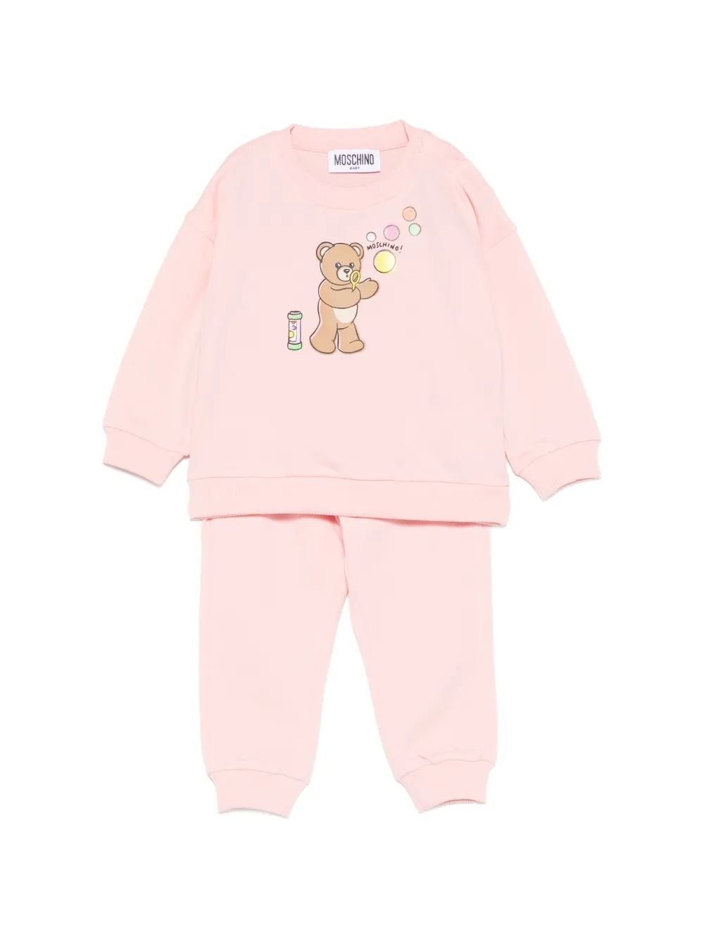 

Спортивный костюм с принтом мишки Moschino Kids, розовый