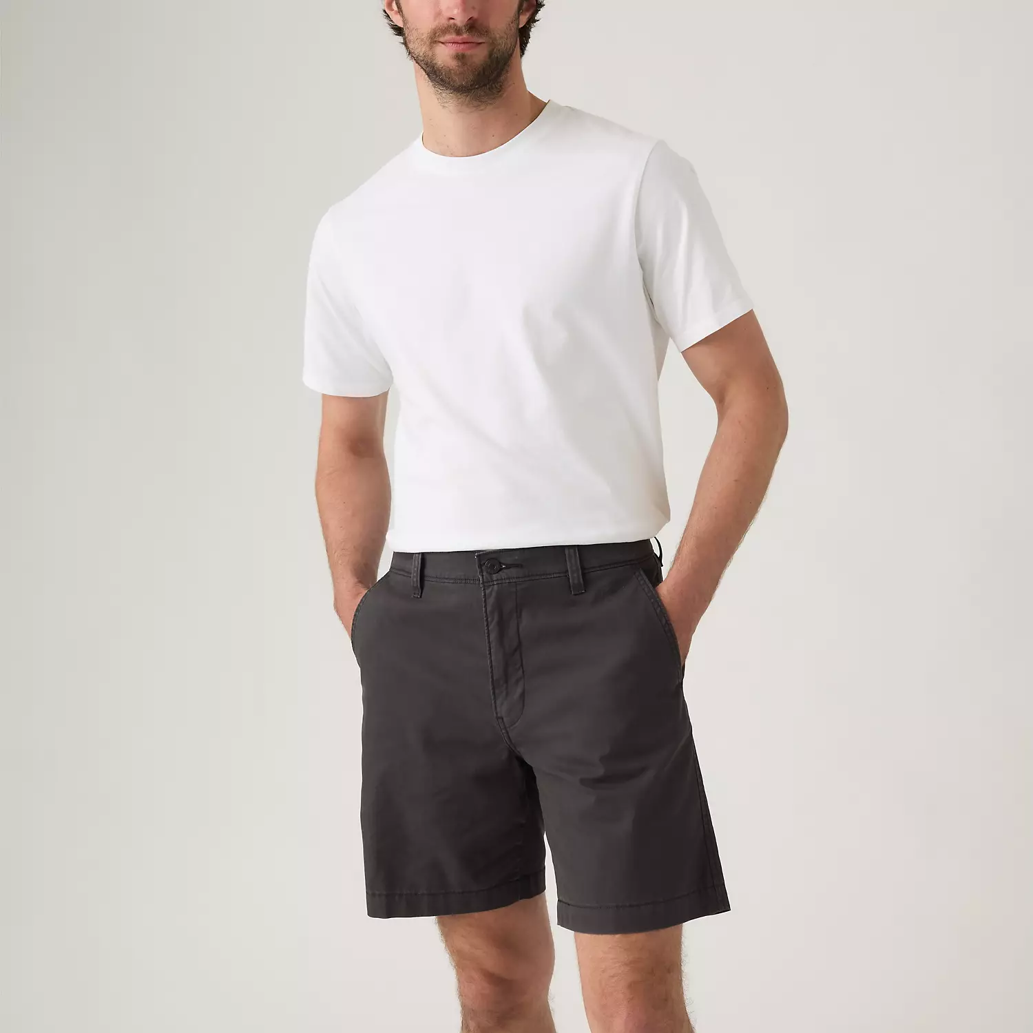 Levi's XX Chino Authentic Свободные 8-дюймовые легкие мужские шорты из твила, цвет Dark Phantom - Black — фото 2