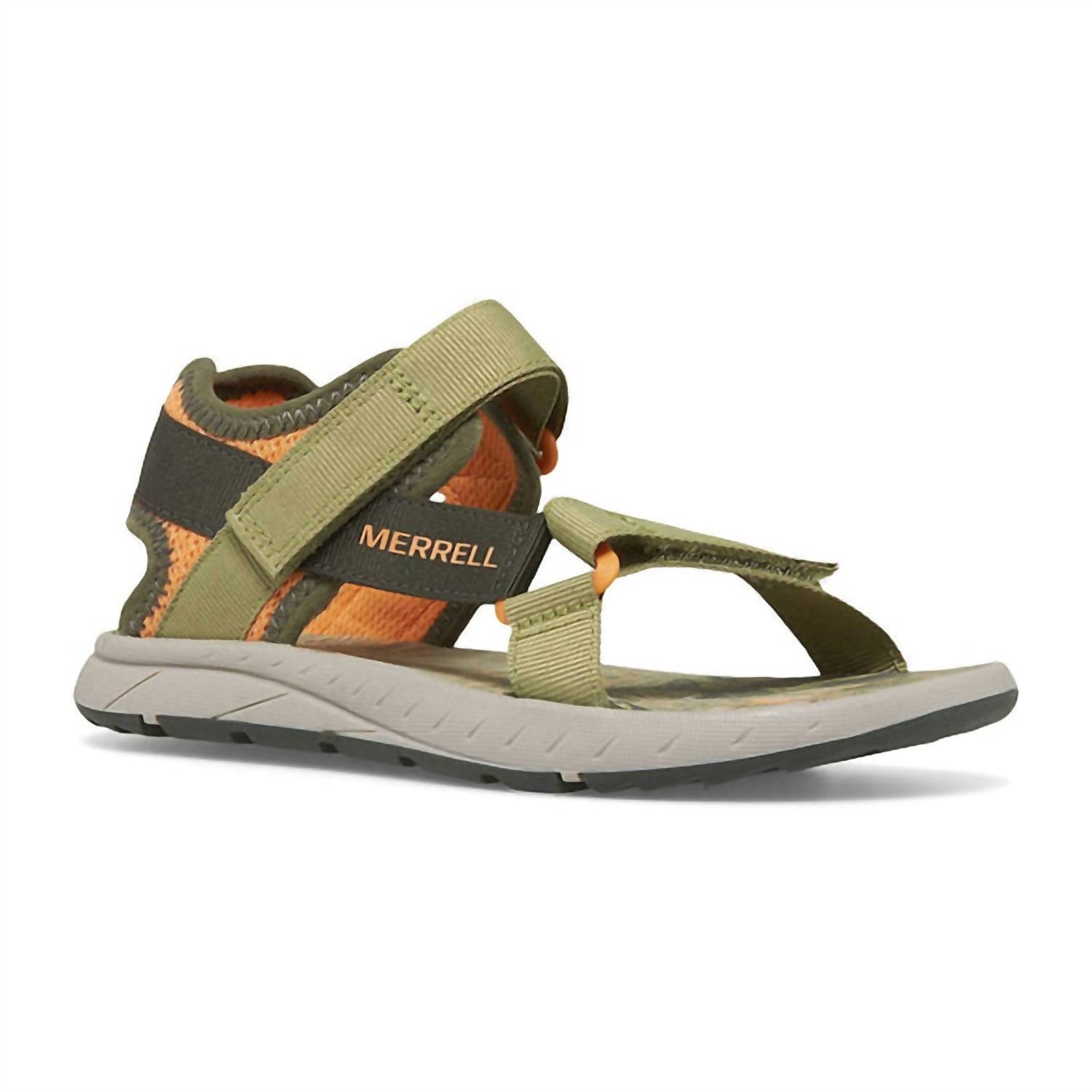 

Детские сандалии Kahuna Web оливкового/оранжевого цвета MERRELL