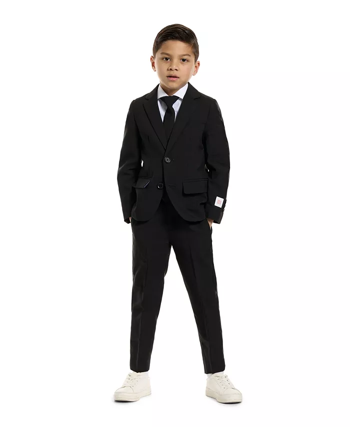 Костюм Black Knight Slim Fit Solid для мальчиков, включающий блейзер, брюки и галстук-застежку OppoSuits, черный — фото 2