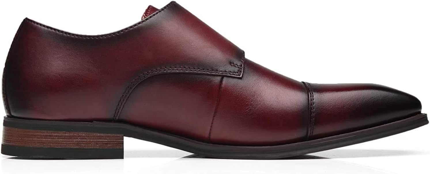 Мужские слипоны La Milano с двойной пряжкой Monk Strap, с закрытым носком, из кожи, оксфорды, формальные, деловые, повседневные, удобные туфли для мужчин, бордовый — фото 3