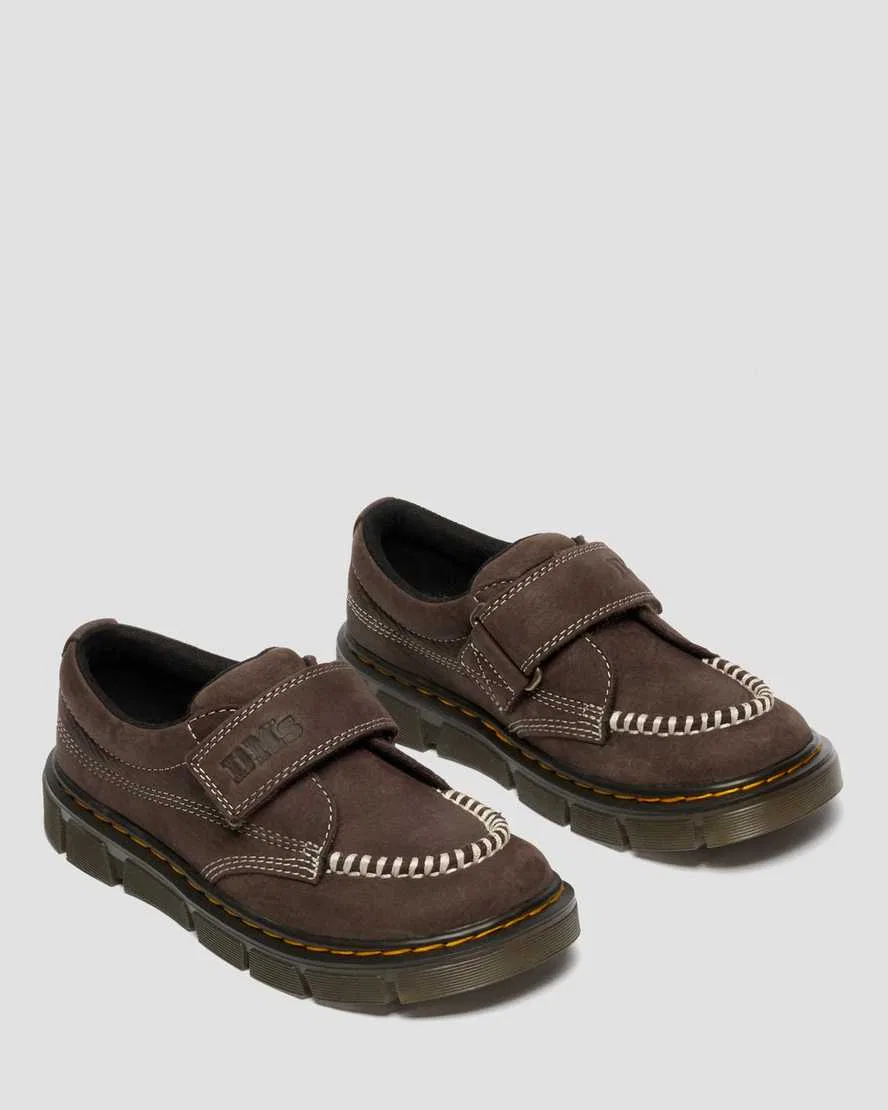 Детские туфли Dr Martens Raffe Strap, зернистый нубук, коричневый — фото 4
