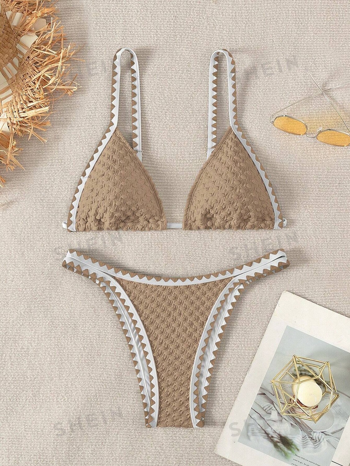 

Купальник текстурированный Shein Swim BohoFeel, хаки