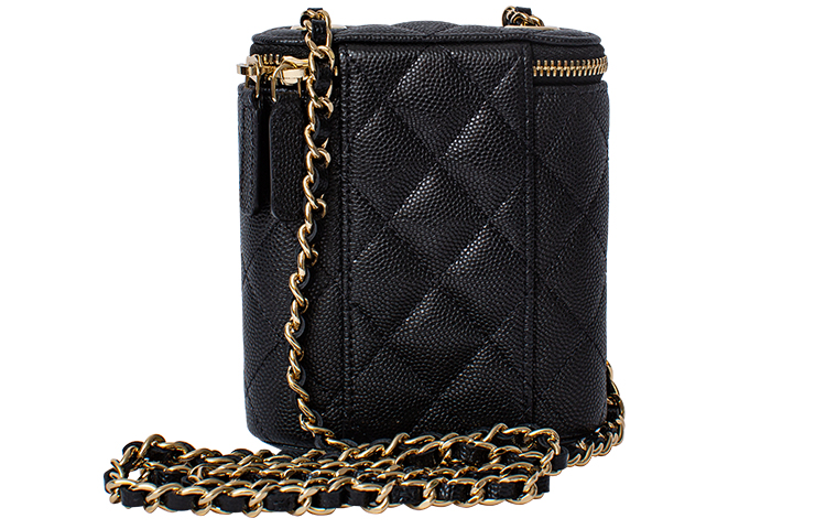 CHANEL Кроссбод сумка из личи грайн кожи коровы квадратная мини женская черная — фото 4