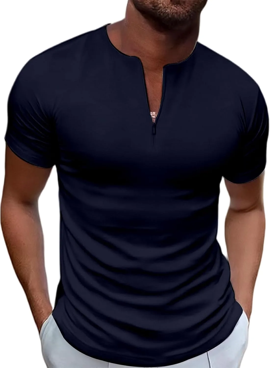 

Мужская футболка V-образного выреза Slim Fitted Longline Henley для тренировок CHXLQQX