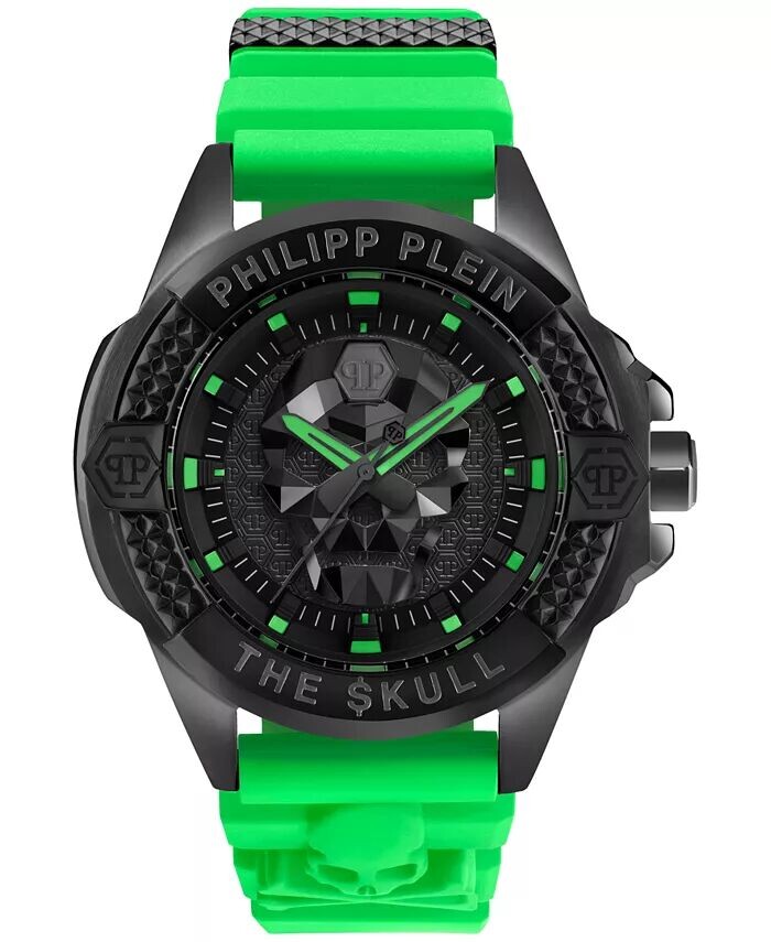 

Мужские часы The Skull Green с силиконовым ремешком, 44 мм Philipp Plein