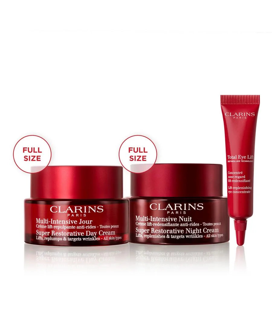 Clarins Набор из 3 предметов для дневного и ночного ухода, обладающий супервосстанавливающими свойствами