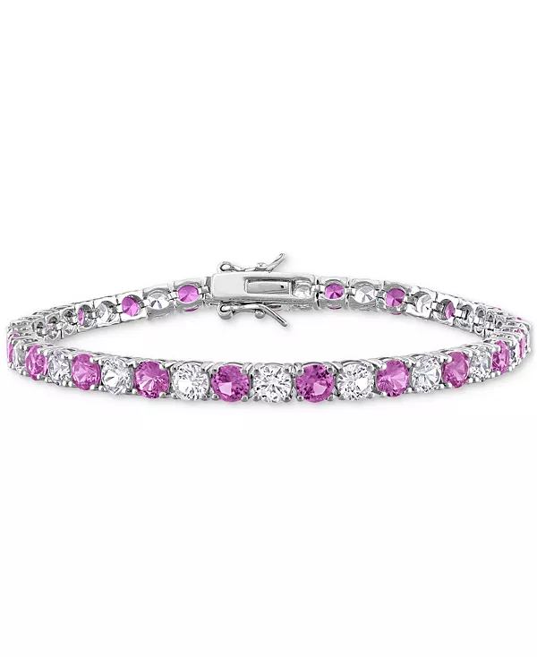 

Браслет из стерлингового серебра с драгоценными камнями, созданный в лаборатории Macy'S, pink