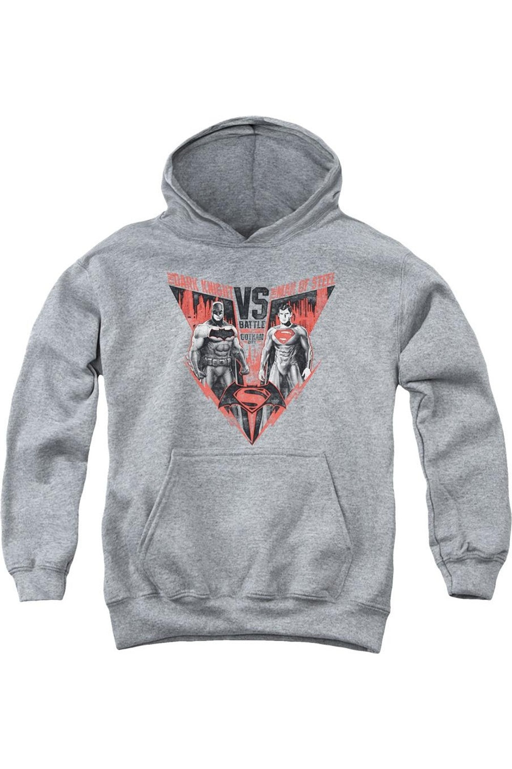 

Батмен против Супермена: Битва за Готэм, молодежная толстовка с капюшоном Gildan, Athletic Heather