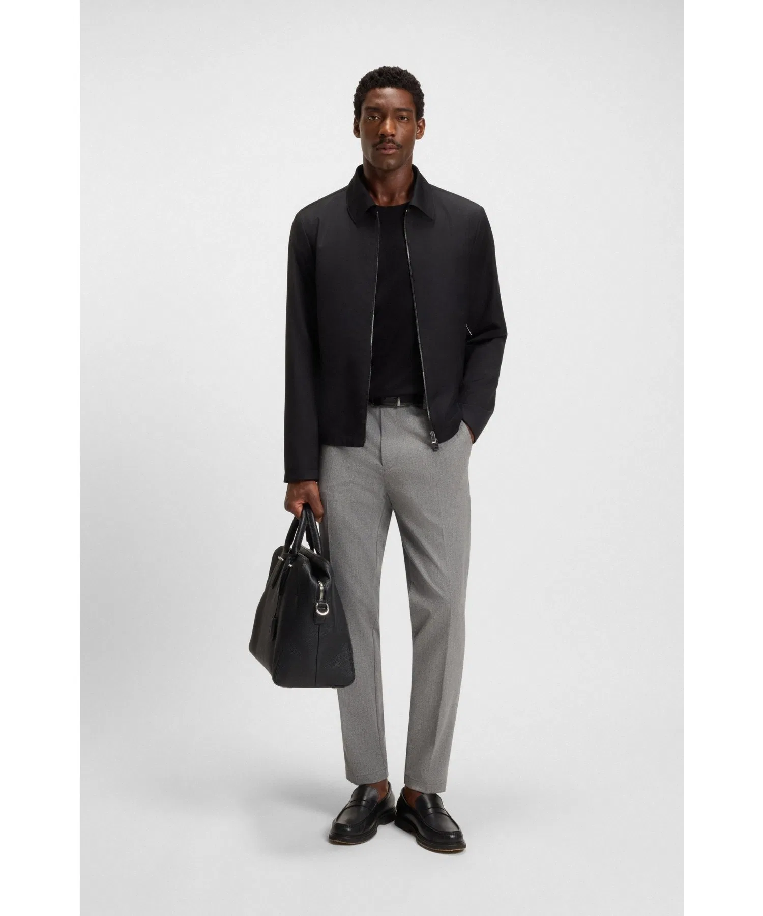 Мужские брюки BOSS Modern Fit, эластичные, чёрные — фото 4