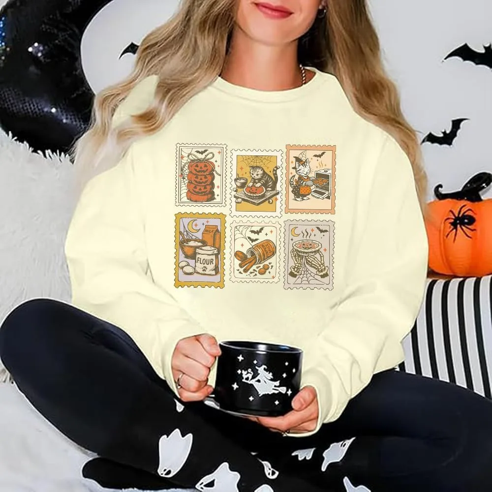 Толстовка Spooky Cat Halloween с принтом пирога — фото 2