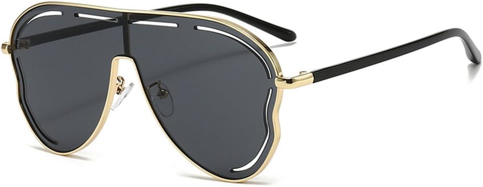 

Женские солнцезащитные очки с большой оправой и полыми линзами, солнцезащитный козырек, для путешествий и вождения на открытом воздухе, с защитой от УФ-излучения, модель 2025 года PRSTNN, Gold Gray