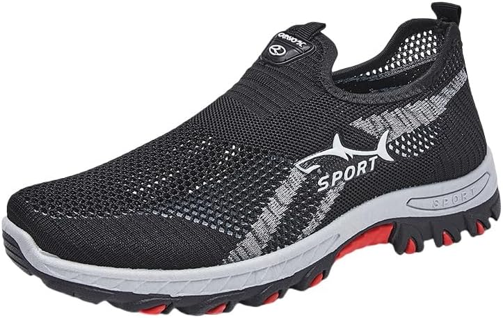 

Мужские дышащие кроссовки из сетки, Спортивные слипоны для весны/лета, Легкий повседневный спортивный стиль с резиновой подошвой и круглым носком Clolinde, черный