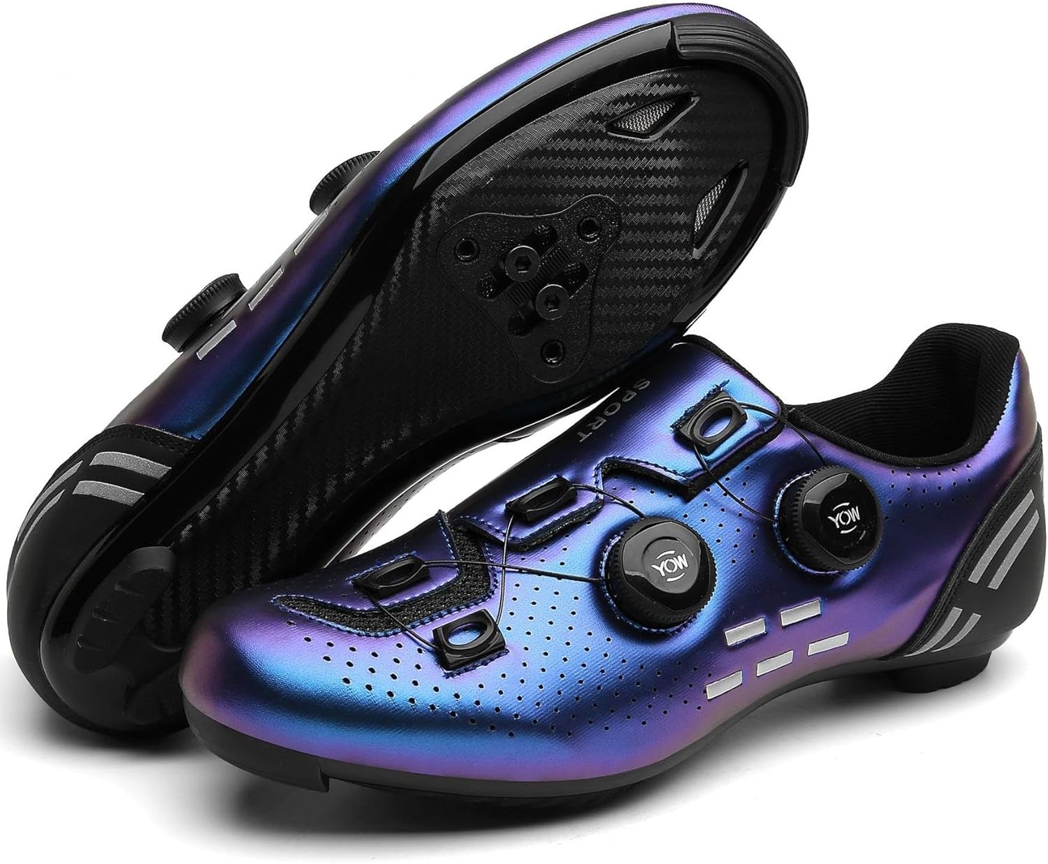 

Велосипедные туфли для мужчин и женщин, шоссейные/MTB - система самозапирающихся SPD, легкие и дышащие велотуфли с плоской подошвой для дороги и бездорожья (унисекс) Wttagkl, пурпурный