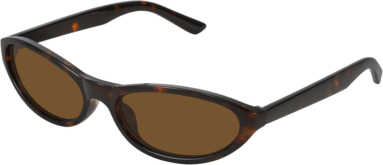 

Узкие ретро-овальные солнцезащитные очки для женщин, модные маленькие солнцезащитные очки «кошачий глаз» в винтажном стиле с защитой от УФ-излучения FZN830 Fozono, Tortoise Frame/Brown Lens