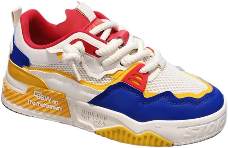 

Мужские кроссовки для скейтбординга большого размера - модные и повседневные - противоскользящие, дышащие, с шнуровкой, подходят для активного отдыха на улице, походов и ежедневной носки Fusecottc, желтый