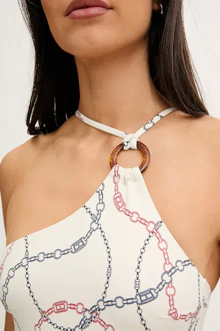 Купальник цельный с абстрактным принтом Tommy Hilfiger, бежевый — фото 4