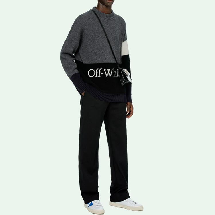 Осень/Зима20 Свитер мужской темно-серый Off-White, темно-серый — фото 3