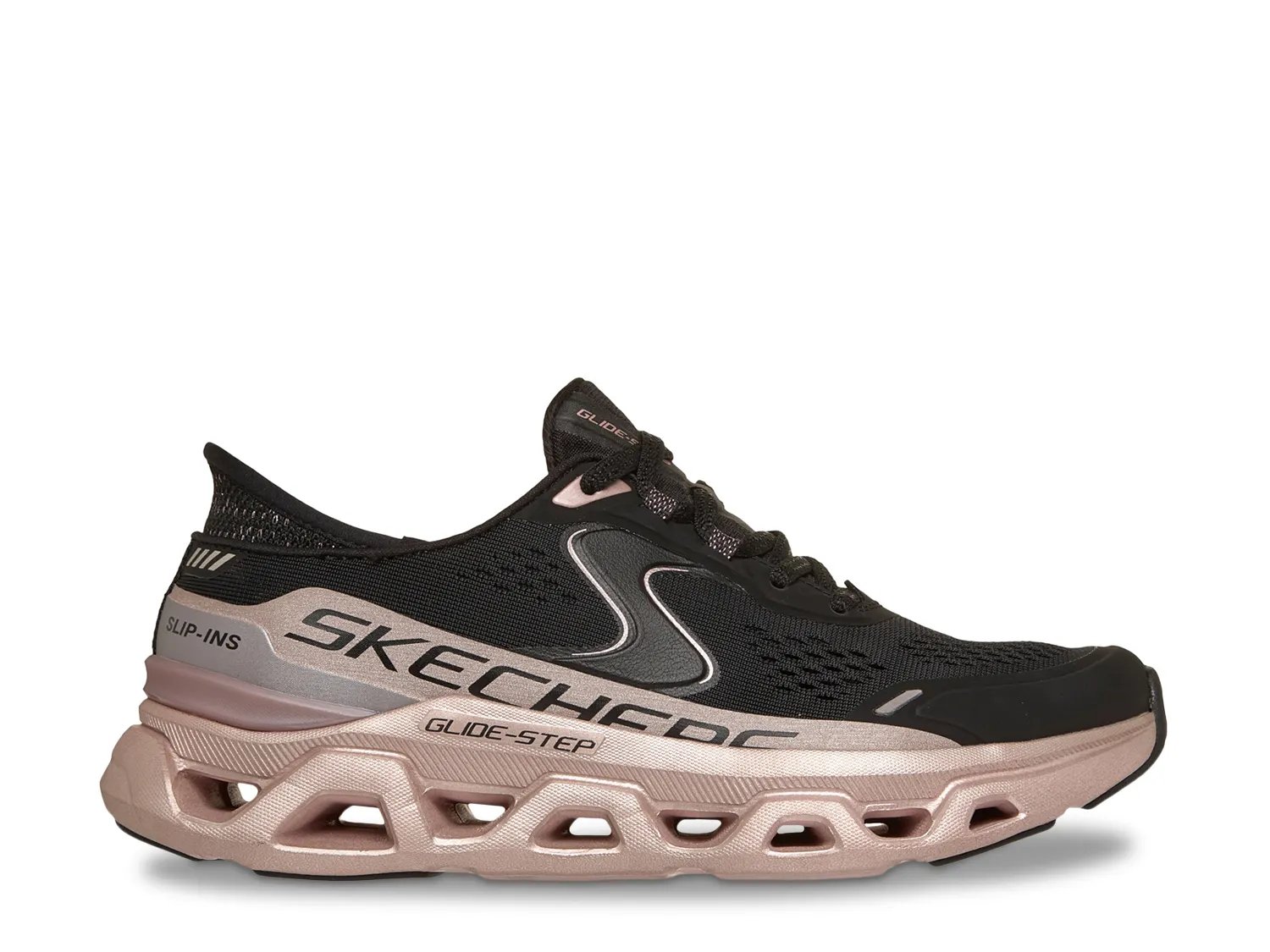 Кроссовки Skechers Hands Free Slip-ins Glide-Step Altus Starlight Shine Sneaker, черный/розовый — фото 3