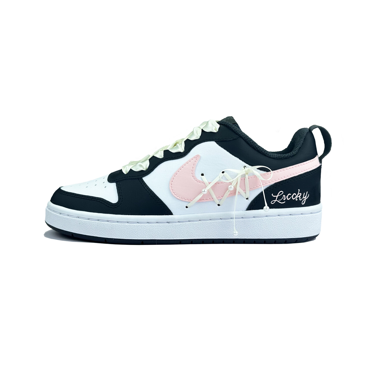 

Кроссовки Nike Court Borough Skateboard Shoes Women's Low-Top Black Pink, Черный, Кроссовки Nike Court Borough Skateboard Shoes Women's Low-Top Black Pink