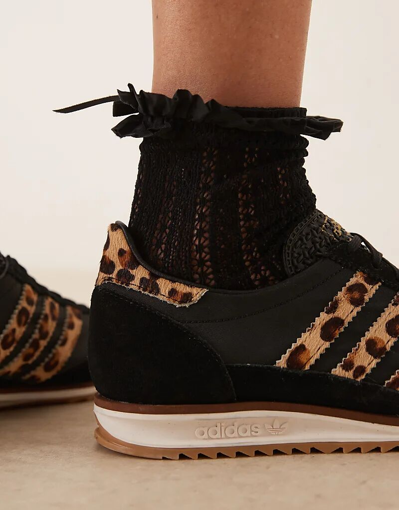 Кроссовки adidas Originals SL 72 OG черного и леопардового цветов — фото 4