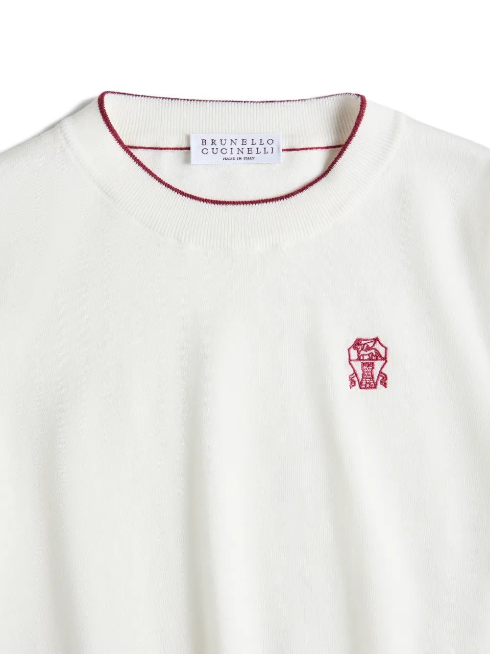 Вязаная футболка с логотипом Brunello Cucinelli Kids, белый — фото 3