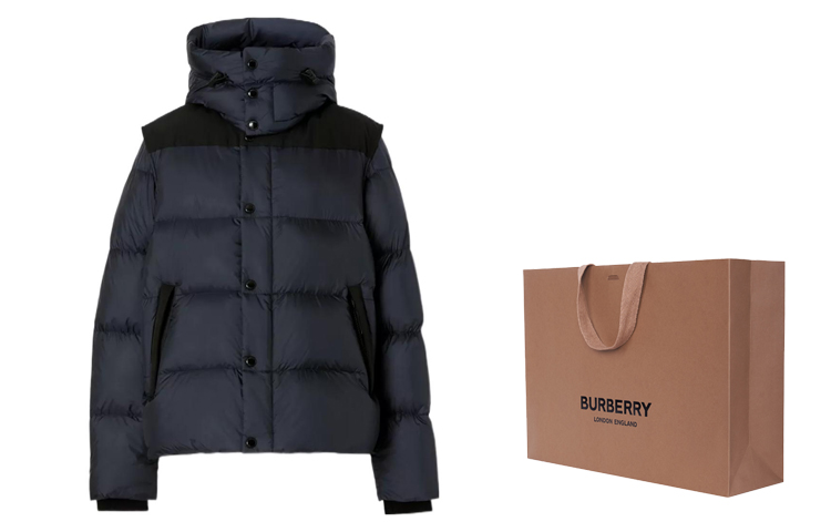 Куртка-пуховик Burberry с отстегивающимся капюшоном, Marine синий — фото 4