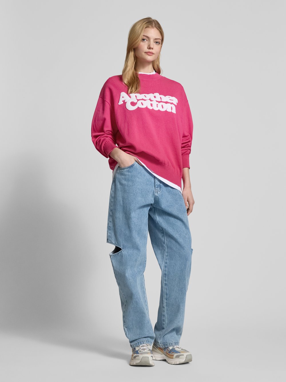 

Свитер свободного кроя с этикеткой ANOTHER COTTON LAB, розовый