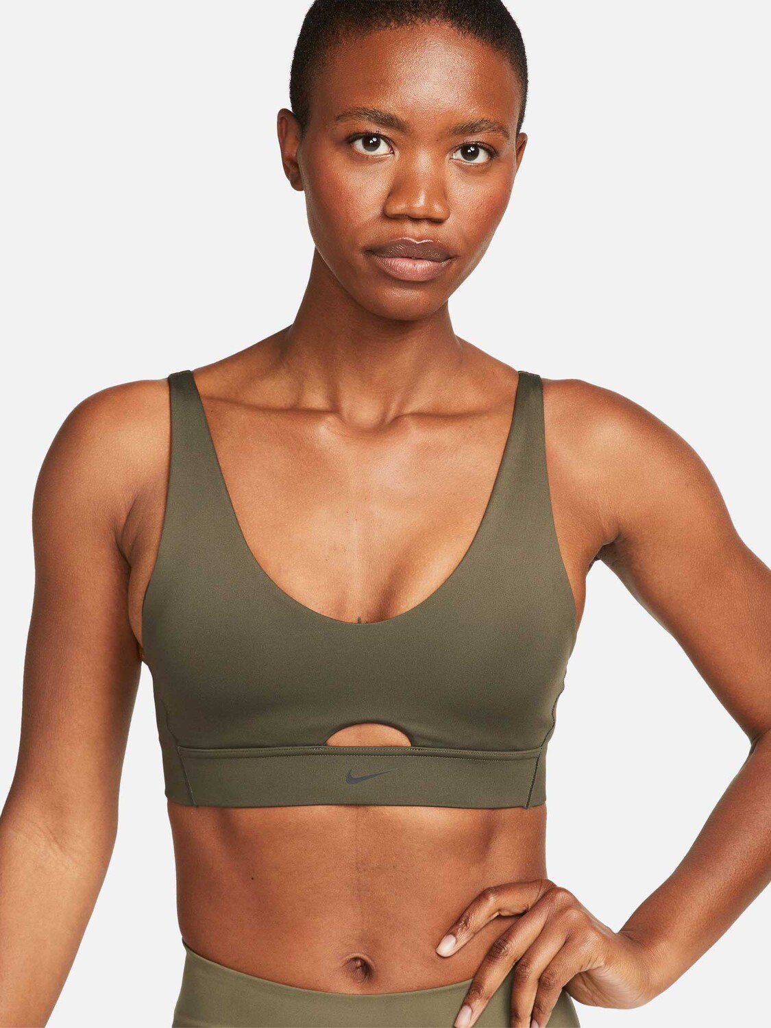 

Спортивный бюстгальтер Nike W NK DF INDY PLUNGE CUTOUT BRA, зеленый