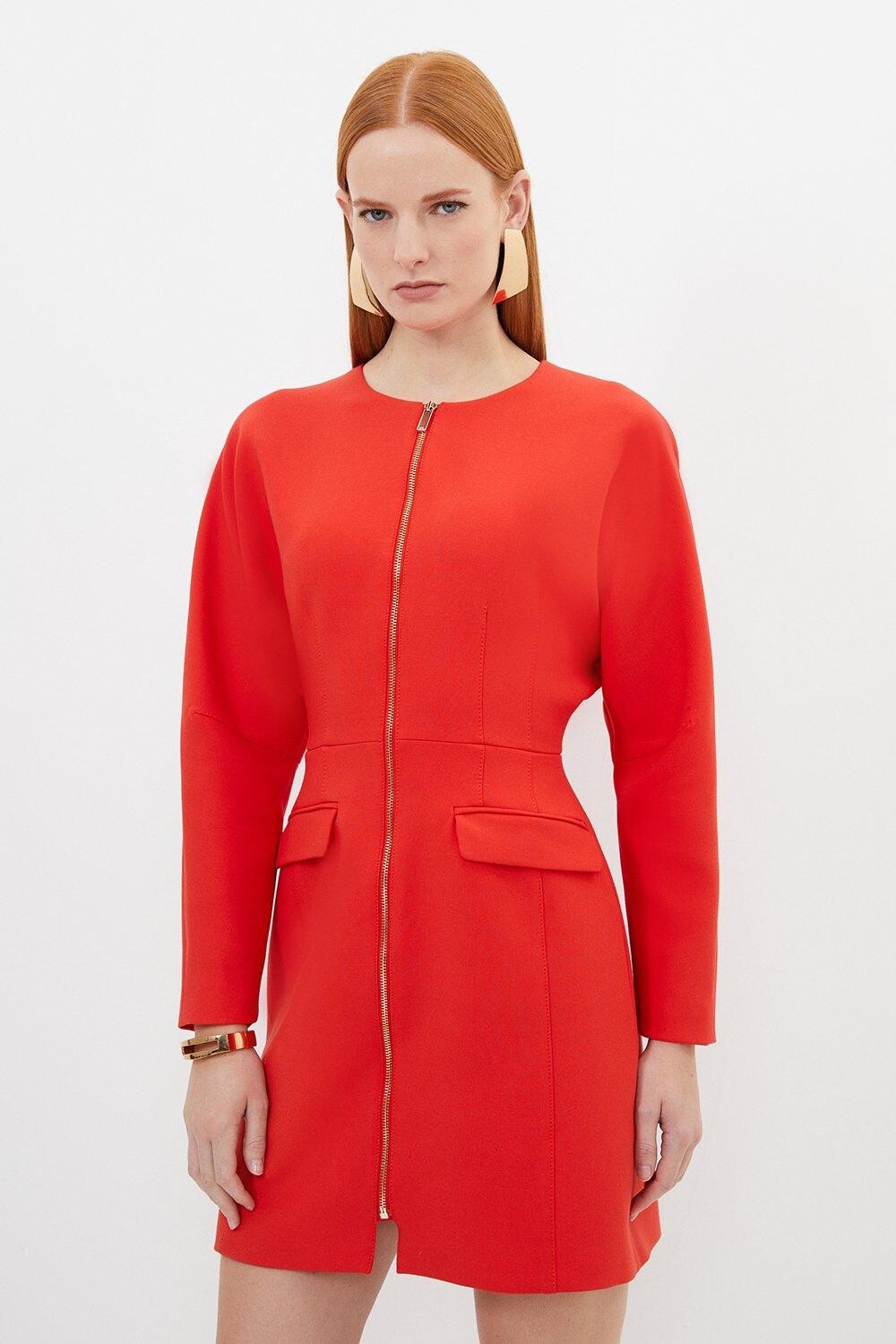 

Компактное эластичное мини-платье на молнии Karen Millen, красный
