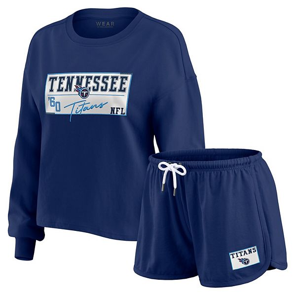 

Женский комплект для отдыха Tennessee Titans: регбийка с длинным рукавом и шорты, цвет navy Wear By Erin Andrews