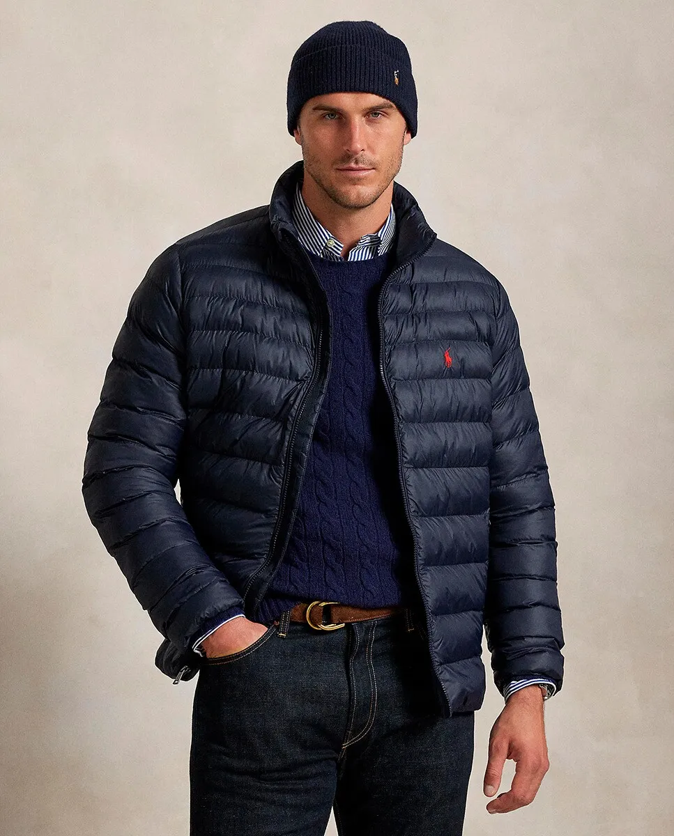 

Мужской пуховик с высоким воротником, больших размеров Polo Ralph Lauren, темно-синий
