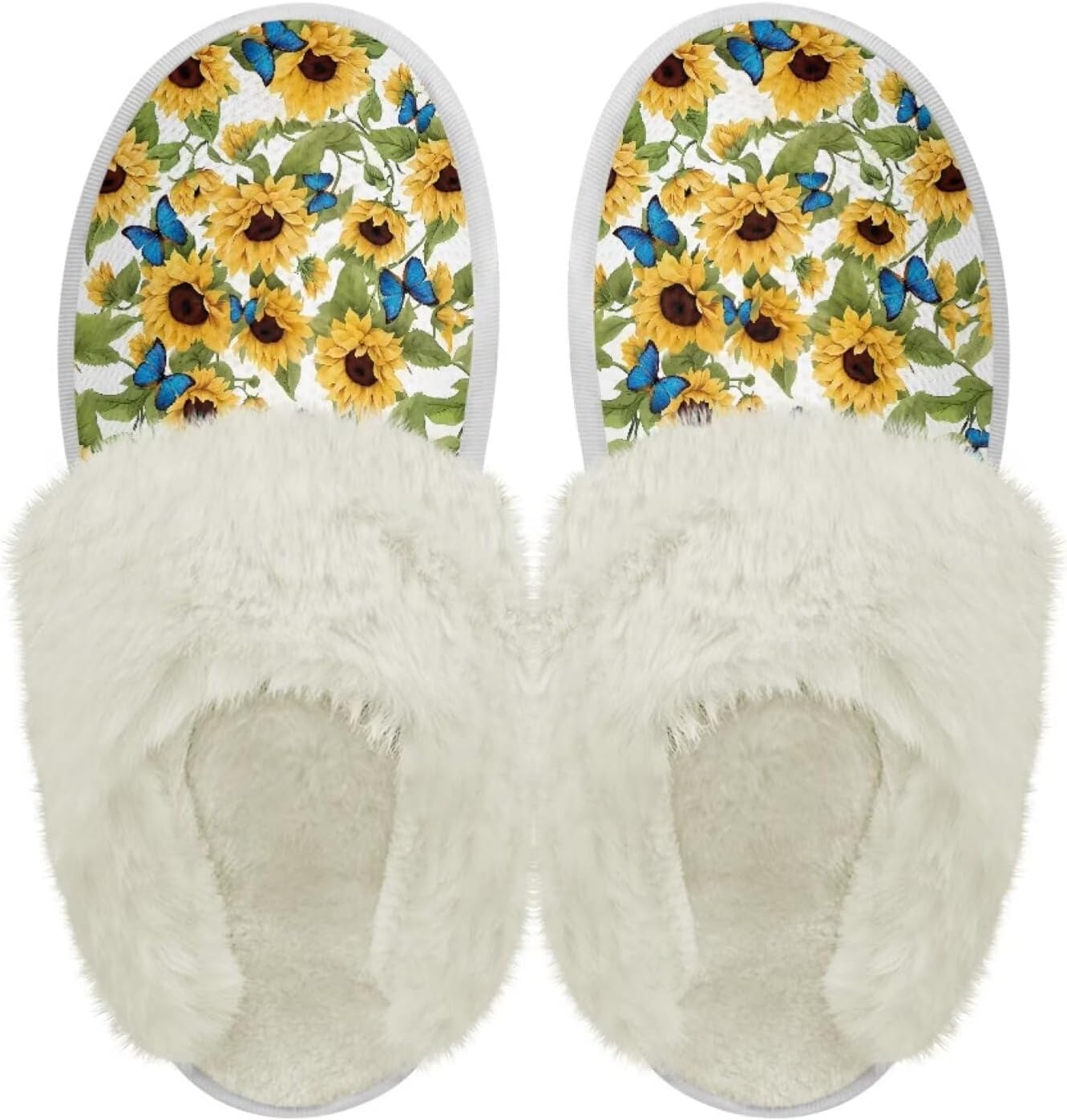 

Забавные тапочки Forchrinse с кошкой для женщин и мужчин, с эффектом памяти, для дома, с рождественскими огнями, теплые, мягкие, для спальни, с нескользящей подошвой для использования внутри и на улице, Sunflower Butterfly