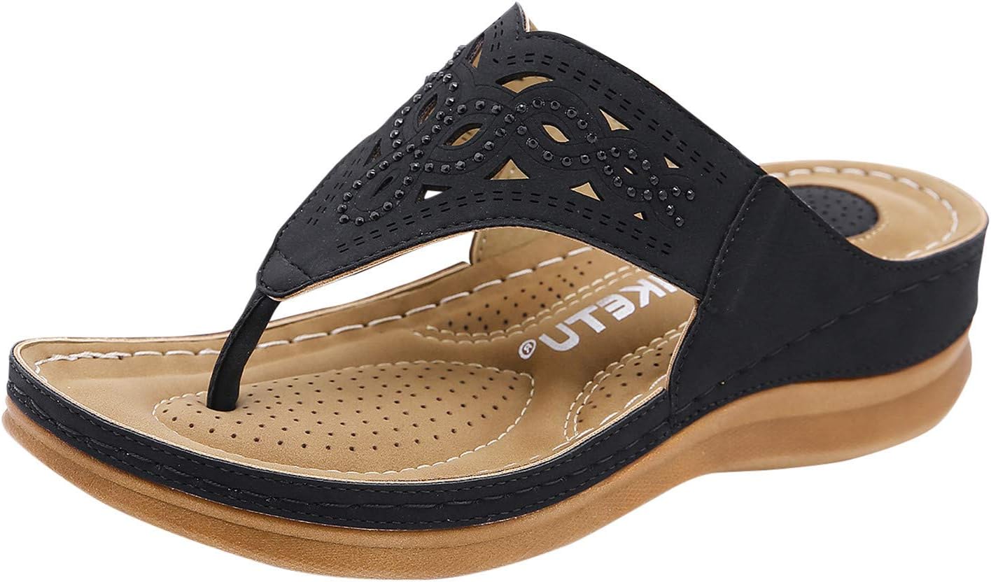 

Женские туфли Hollow Summers Винтажные сандалии с открытым носком на кристальных подошвах, шлепанцы с пряжкой на танкетке, женские тапочки, мужские шлепанцы, размеры Generic, черный