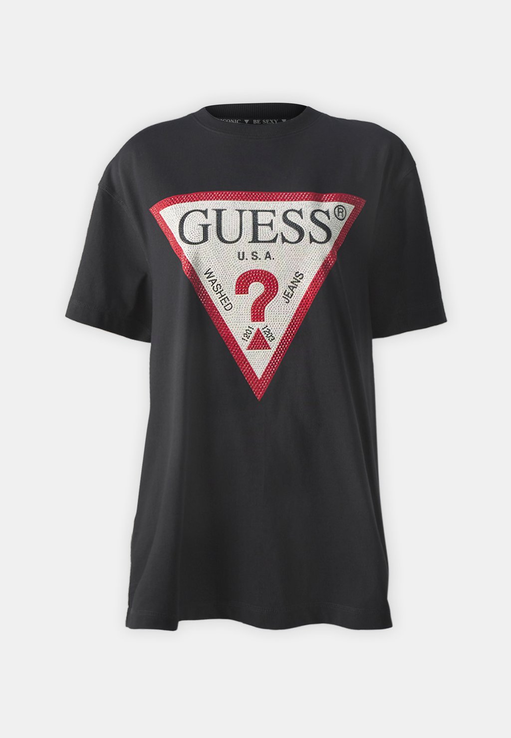 

Принт на футболке SHINY TRIANGLE TEE Guess, черный