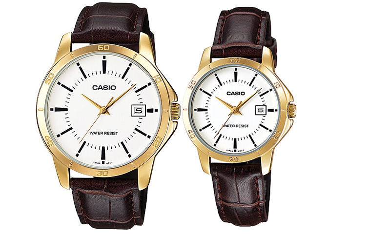 

CASIO Часы унисекс парные настольные серии белые