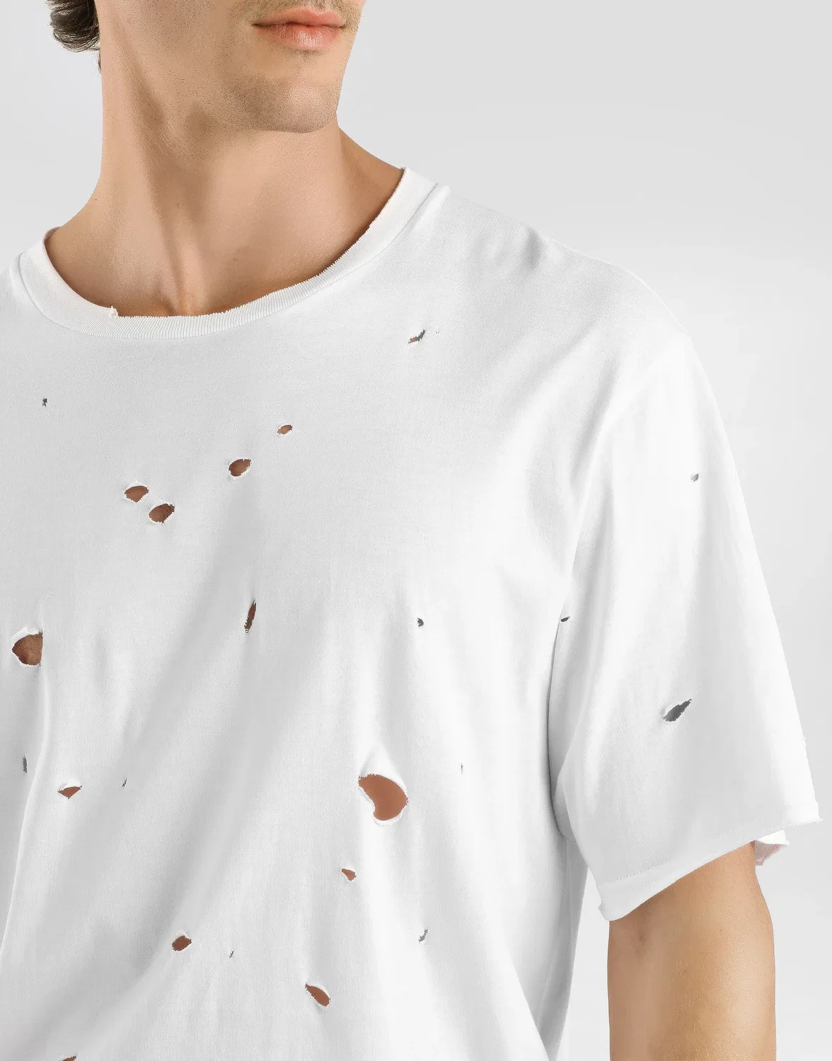 Хлопковая футболка с эффектом потертости DOLCE & GABBANA, белый — фото 4