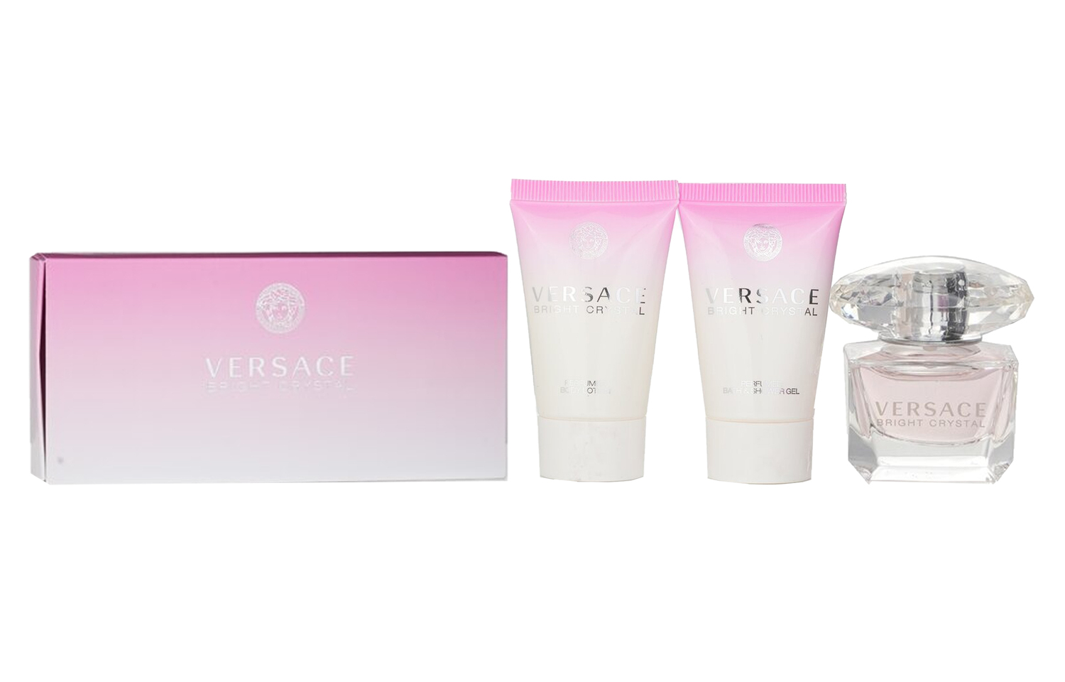 

VERSACE Набор из трех предметов Pink Diamond Light: парфюмерная вода Eau De Toilette и увлажняющее средство для тела 5мл+25мл+25мл