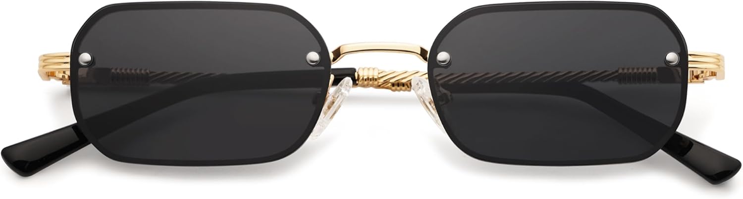 

Солнцезащитные очки ретро прямоугольной формы для мужчин и женщин, винтажные, узкие, без оправы, металлические, 90-е годы, маленькие солнцезащитные очки AP3684 Appassal, C1 Gold/Grey