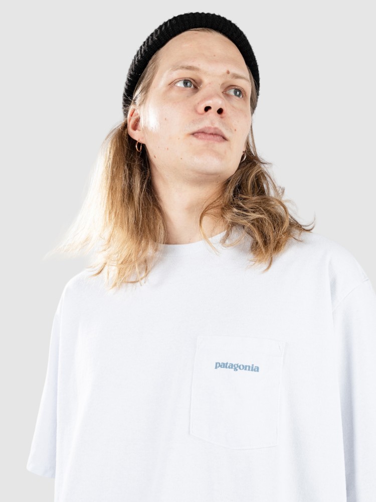 Футболка Patagonia Boardshort Logo Pocket Responsibili T-Shirt, white — фото 4