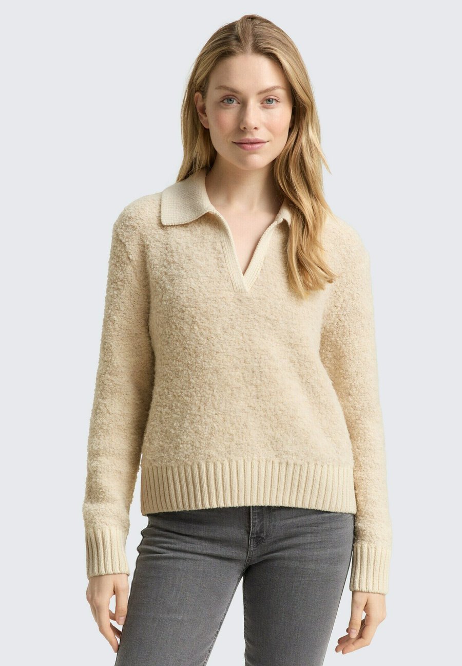 

Поло TOM TAILOR MIT KRAGEN, Sand Stone Beige Melange/Sand