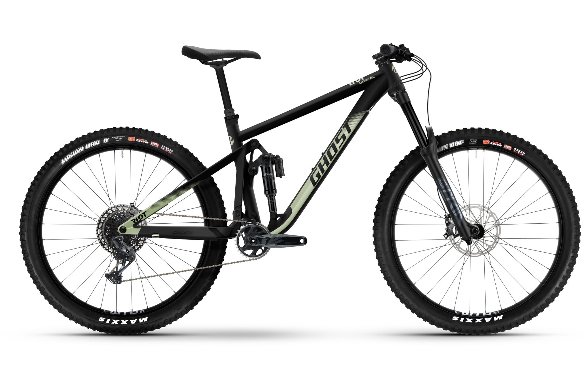 

Горный велосипед Ghost Riot am universal - 29 дюймов - fully, schwarz | black / super light green - matt